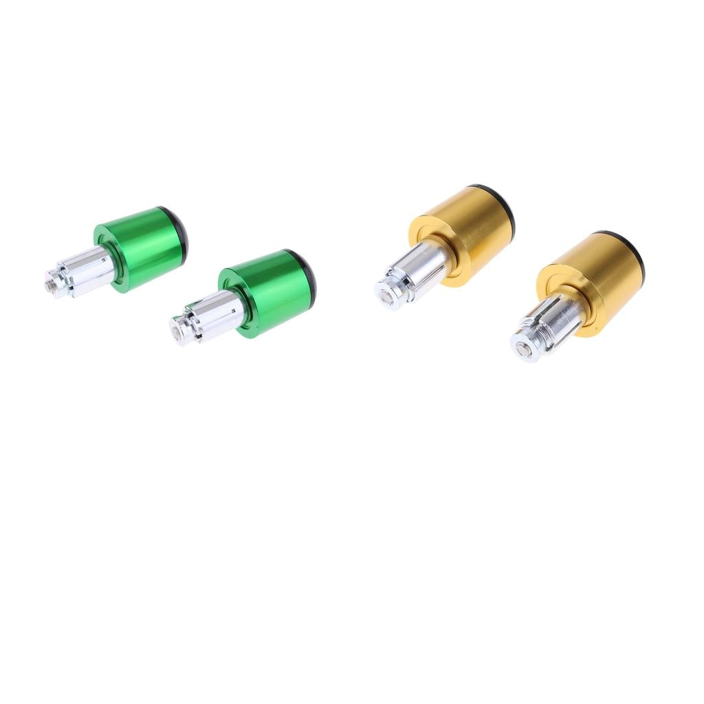 4pcs CNC Aluminum Universal Motorcycle Handlebar Grip End Caps Gold + Green