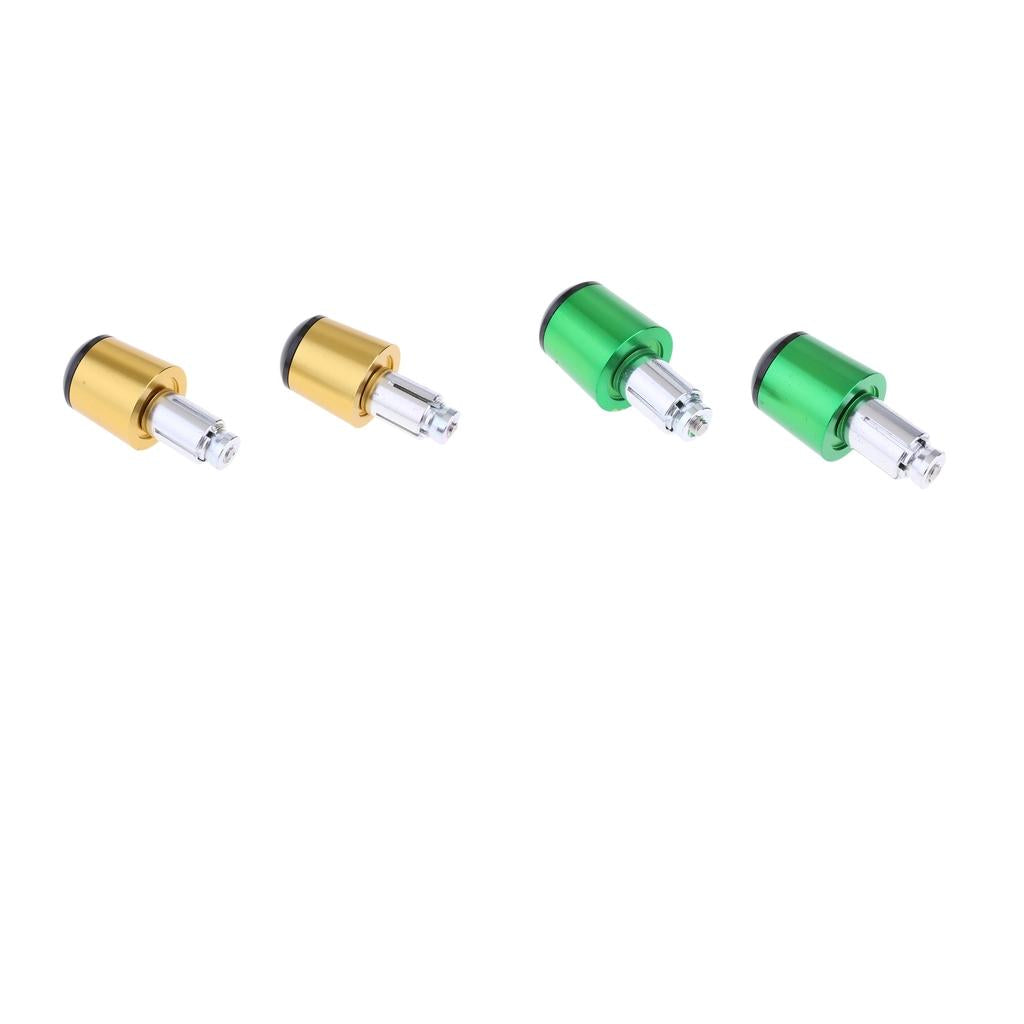 4pcs CNC Aluminum Universal Motorcycle Handlebar Grip End Caps Gold + Green