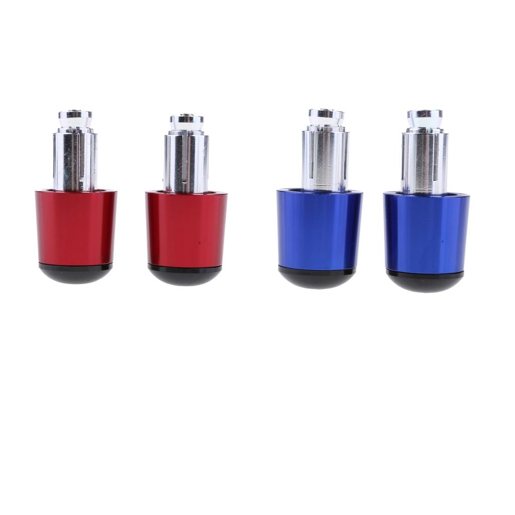 4pcs CNC Aluminum Universal Motorcycle Handlebar Grip End Caps Blue + Red