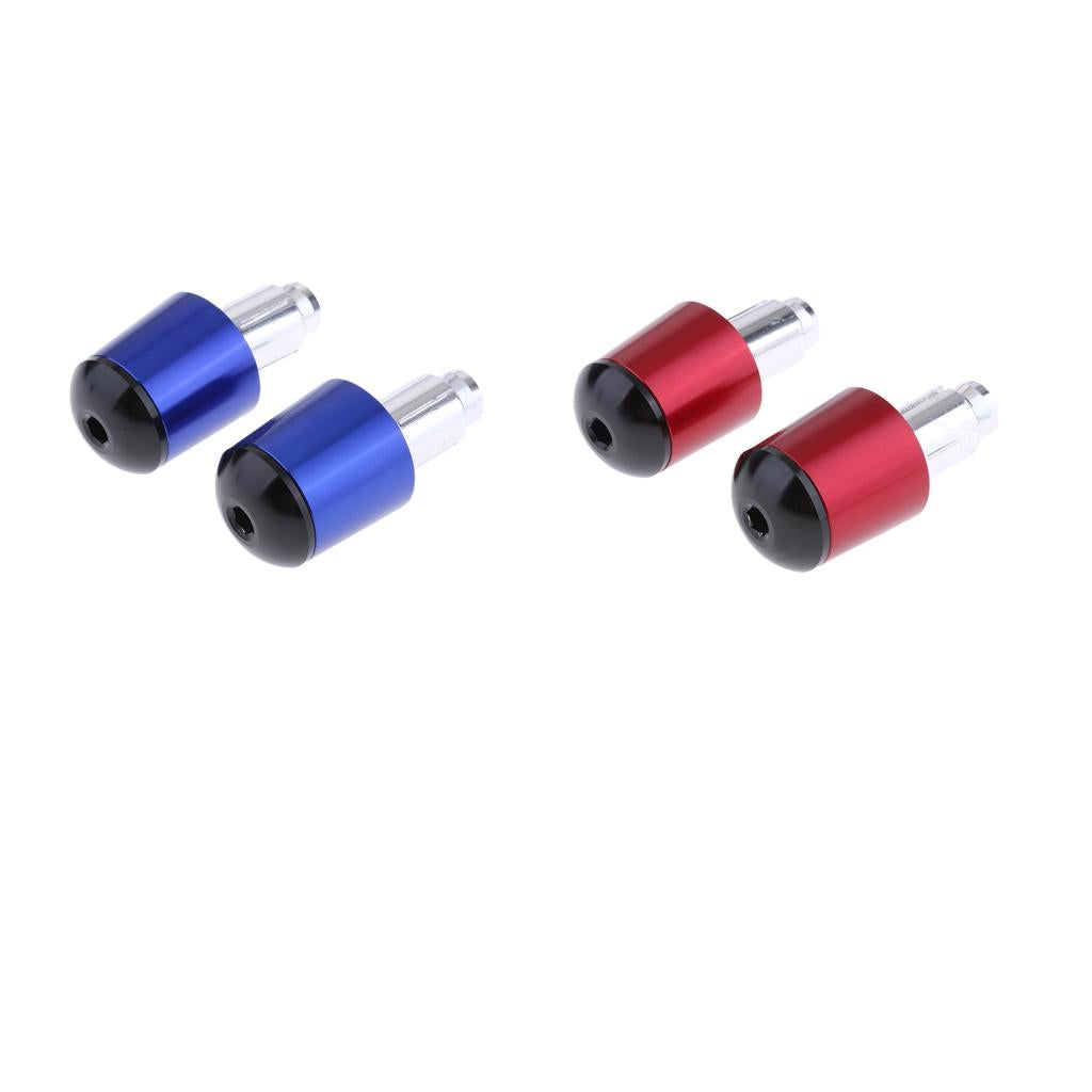 4pcs CNC Aluminum Universal Motorcycle Handlebar Grip End Caps Blue + Red