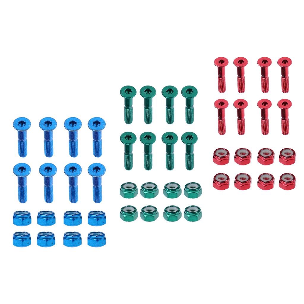 24pcs Replacement Skateboard Truck Hardware Set Longboard Screws Bolts