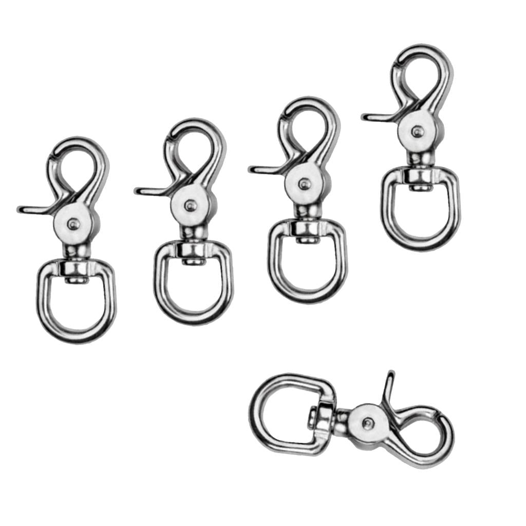 5pcs Swivel Eye Lobster Clasp Clip Fastener Spring Snap Buckle Hook Keychain