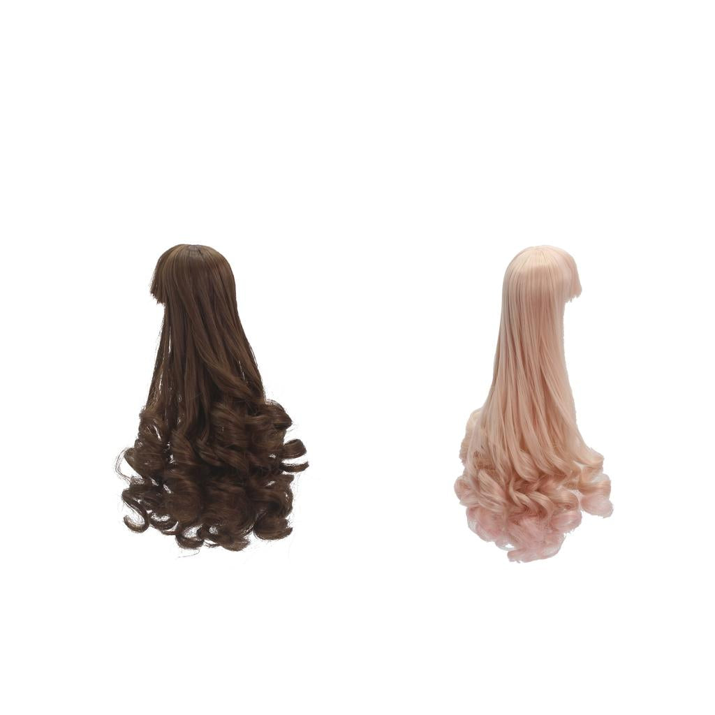 2pcs 18cm High-temperature Wire Long Curly Wig for Barbie Doll DIY Making