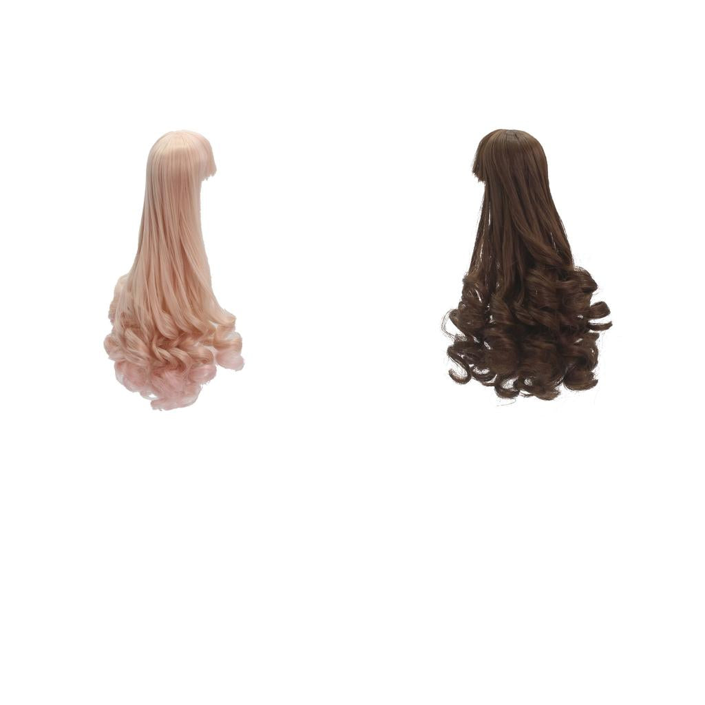 2pcs 18cm High-temperature Wire Long Curly Wig for Barbie Doll DIY Making