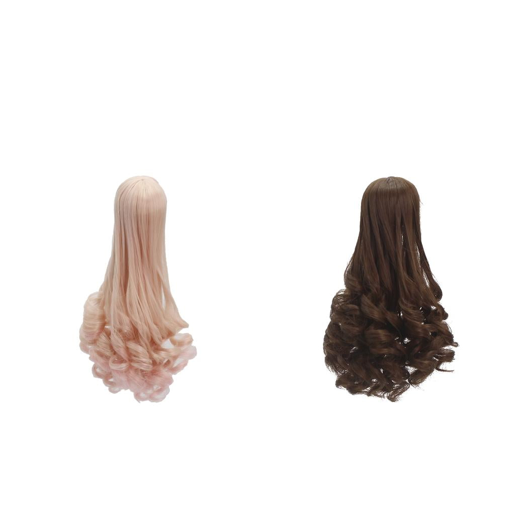2pcs 18cm High-temperature Wire Long Curly Wig for Barbie Doll DIY Making