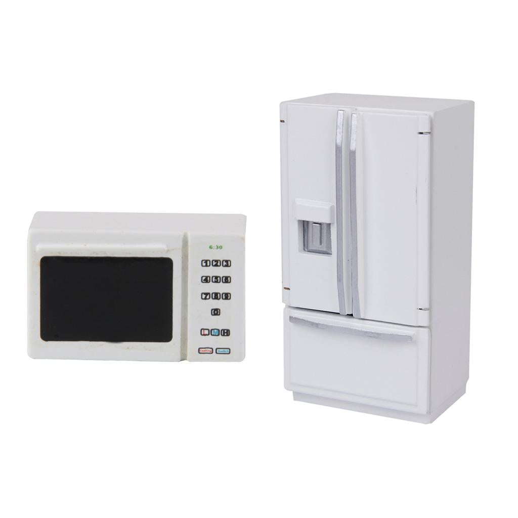 1/12 Dollhouse Miniature Furniture Fridge Refrigerator Microwave Oven