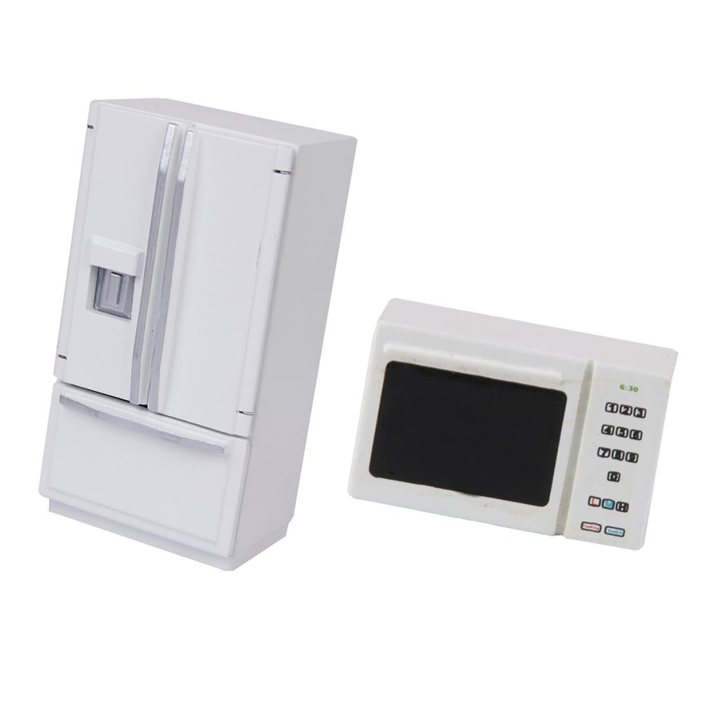 1/12 Dollhouse Miniature Furniture Fridge Refrigerator Microwave Oven