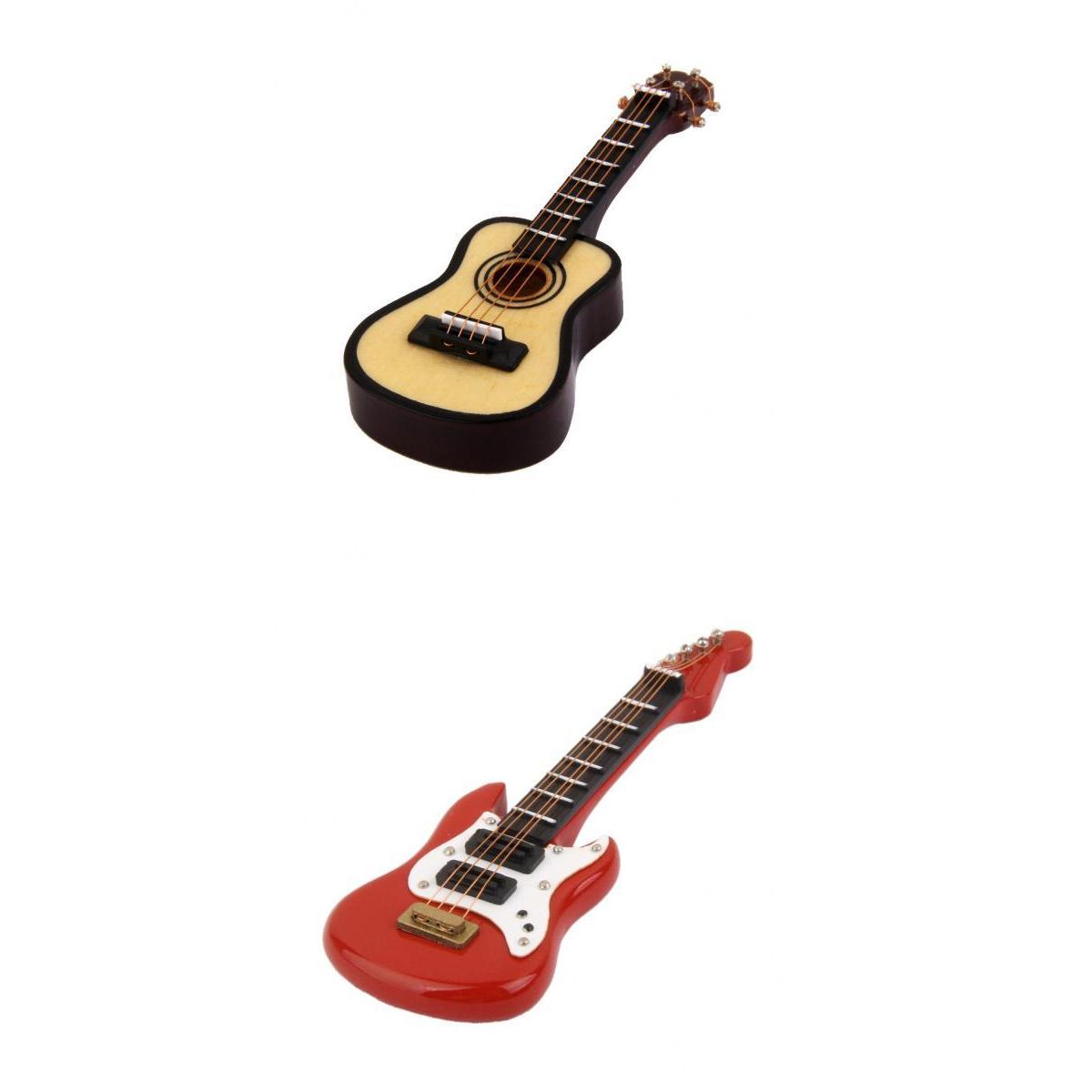 2pcs 1:12 Dollhouse Miniature Music Instrument Classical Electric Guitar