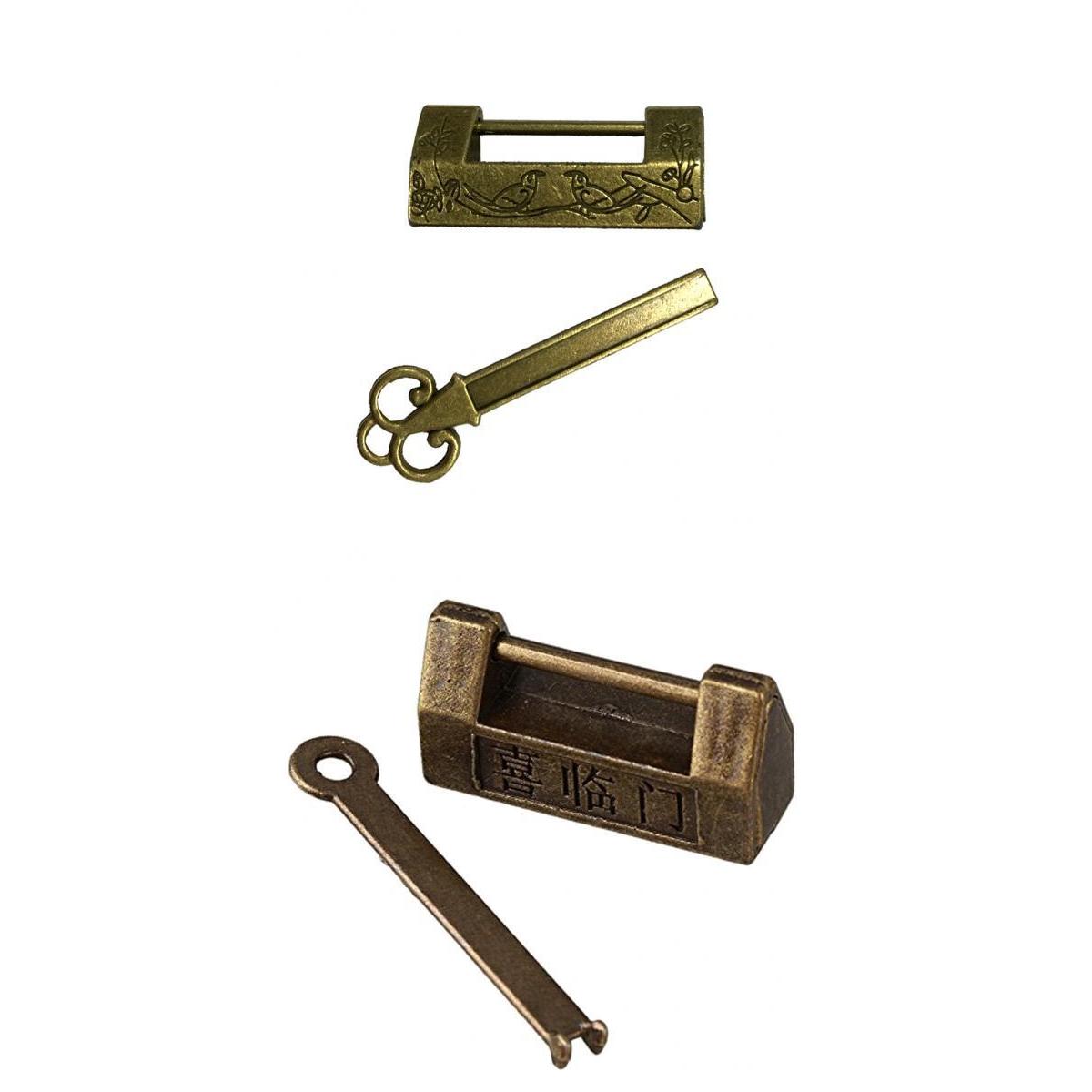 Antique Small Zinc Alloy Padlock + Magpie Chinese Vintage Box Brass Padlock