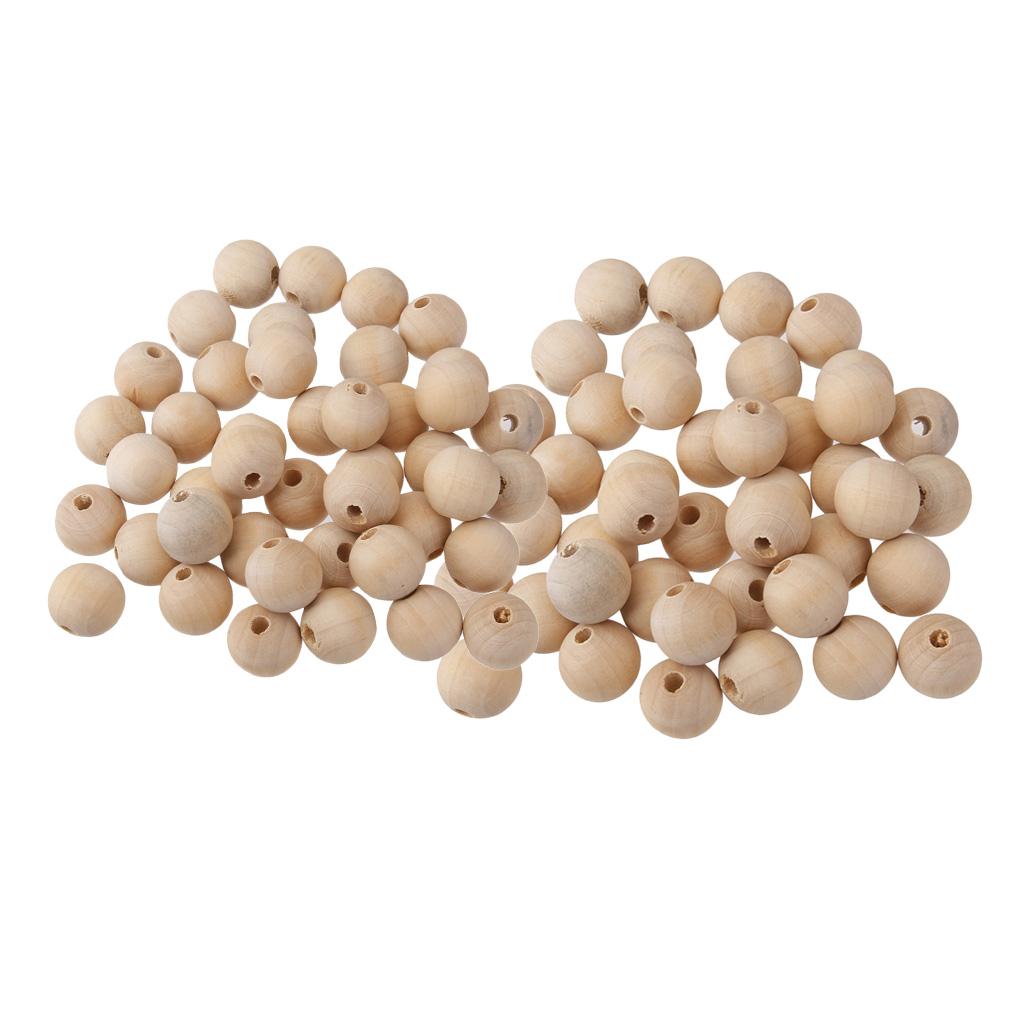 100 Pieces Natural Wooden Unpainted Beads Jewelry Making Findings 10mm 14mm