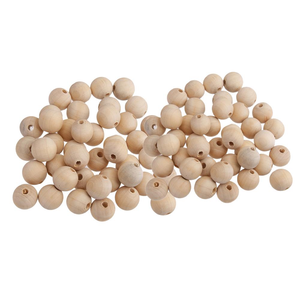 100 Pieces Natural Wooden Unpainted Beads Jewelry Making Findings 10mm 14mm