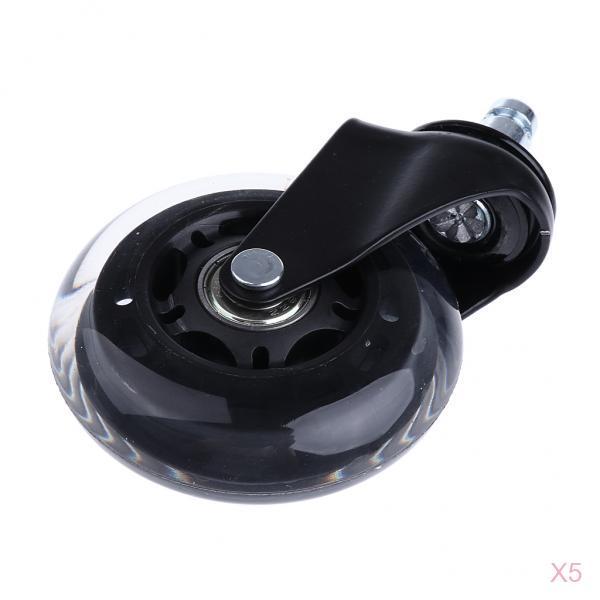 5 Pcs 3'' Swivel Transparent Caster Replacement PU Wheels For Hardwood Floor