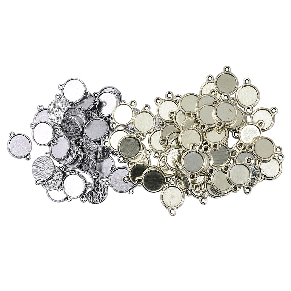 100 Pcs Double Sided Pendants Blank Base Settings for DIY Jewelry 10mm 12 mm