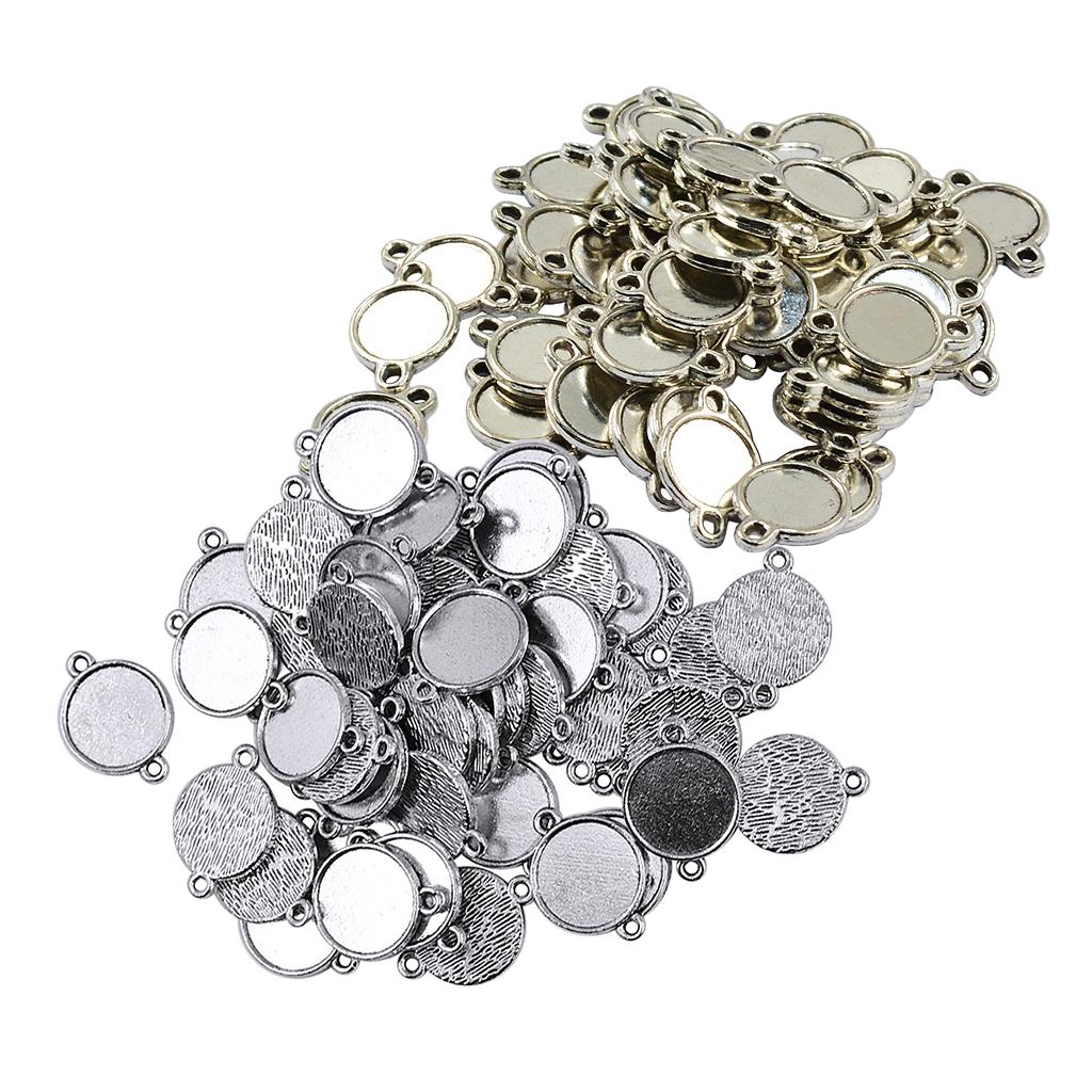 100 Pcs Double Sided Pendants Blank Base Settings for DIY Jewelry 10mm 12 mm