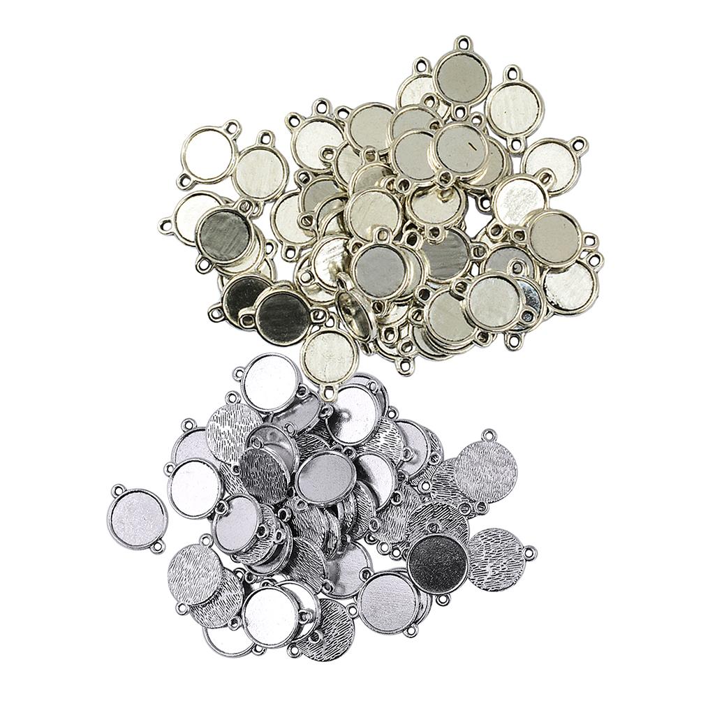 100 Pcs Double Sided Pendants Blank Base Settings for DIY Jewelry 10mm 12 mm