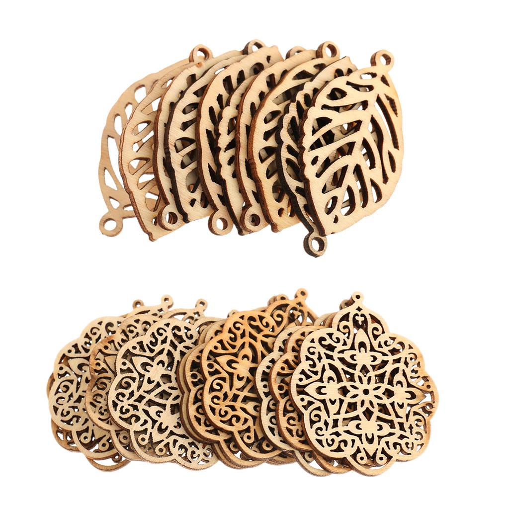 20 Pcs Natural Wood Pieces for Crafts Wood Charms DIY Woodcrafts Decoration