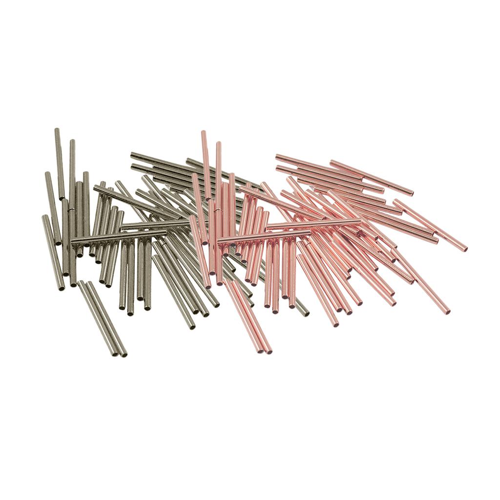 100 Pieces Rose Gold and Silver Plated Straight Tube Spacer Beads 20mmx1.5mm