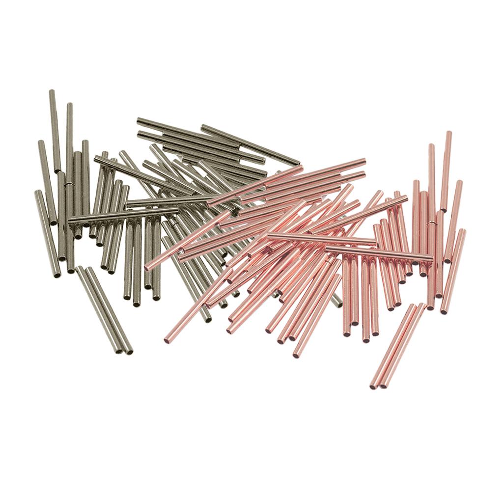 100 Pieces Rose Gold and Silver Plated Straight Tube Spacer Beads 20mmx1.5mm