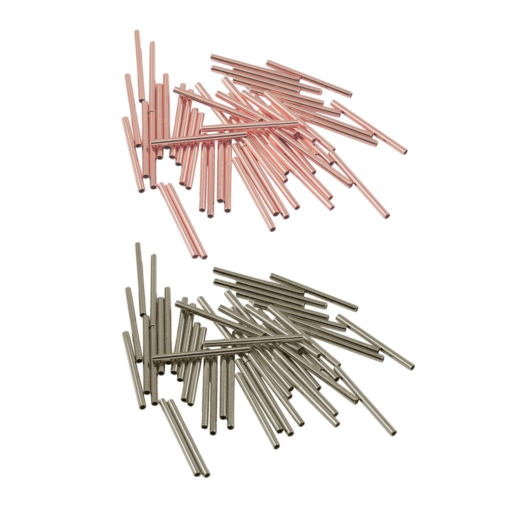 100 Pieces Rose Gold and Silver Plated Straight Tube Spacer Beads 20mmx1.5mm