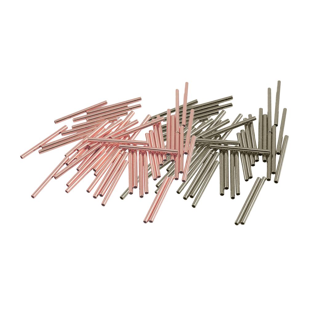 100 Pieces Rose Gold and Silver Plated Straight Tube Spacer Beads 20mmx1.5mm