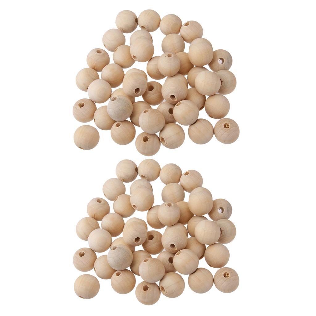 100 Pack Natural Wooden Unpainted Craft Beads DIY Jewelry Making Findings