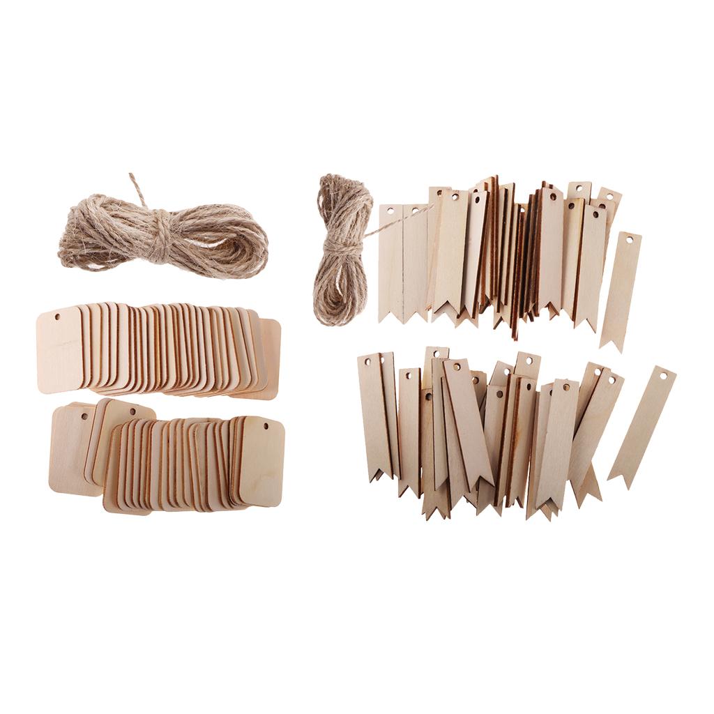 150 Pieces Mixed Shapes Wooden Label Unfinished Blank Wood Gift Tags
