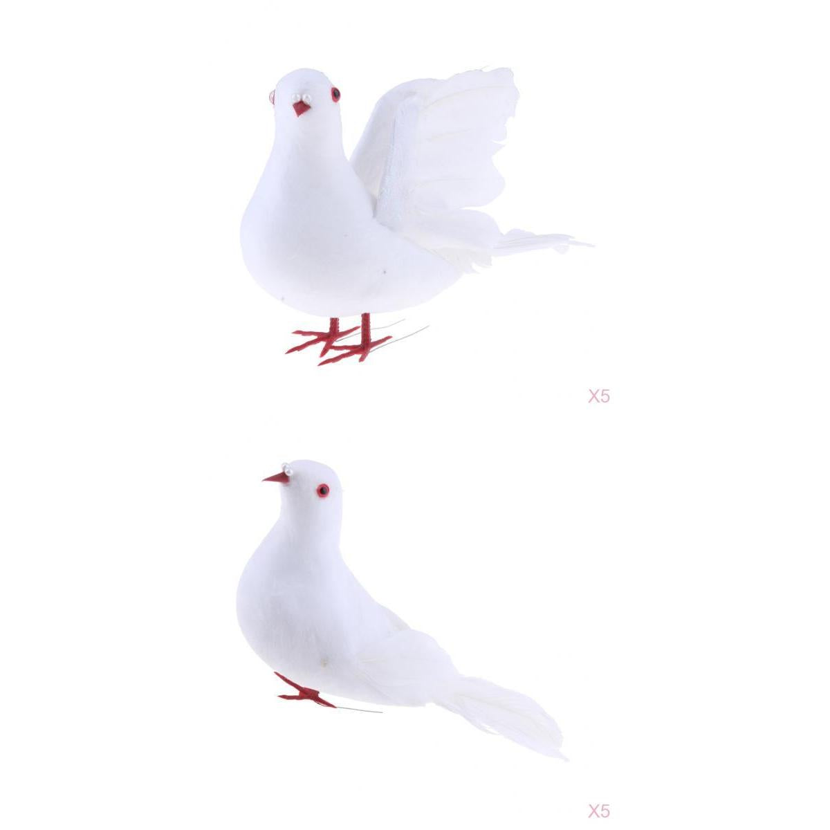 10Pcs Artificial Feather Foam Doves Birds Wedding Decoration Venue Ornament