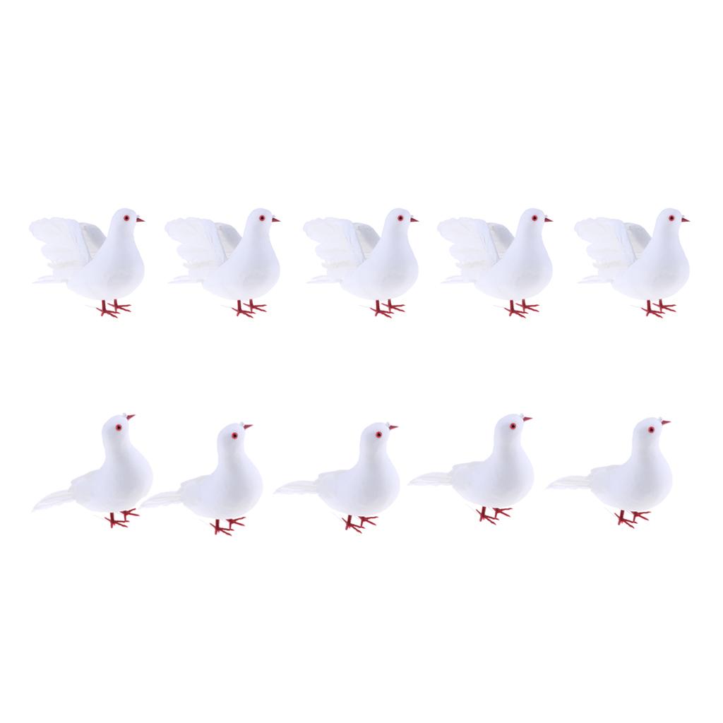 10Pcs Artificial Feather Foam Doves Birds Wedding Decoration Venue Ornament