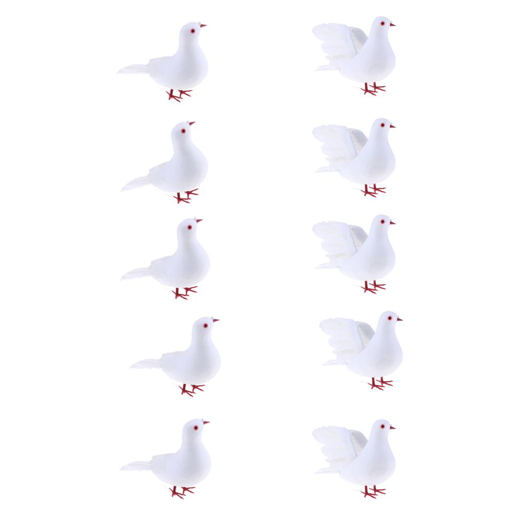 10Pcs Artificial Feather Foam Doves Birds Wedding Decoration Venue Ornament
