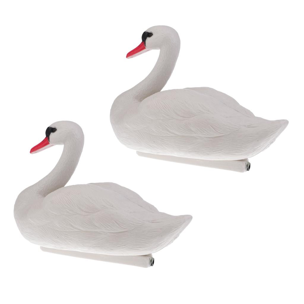 2 Piecss Floating Swan Decoy for Hunting Fishing Garden Decors Pest Scarer