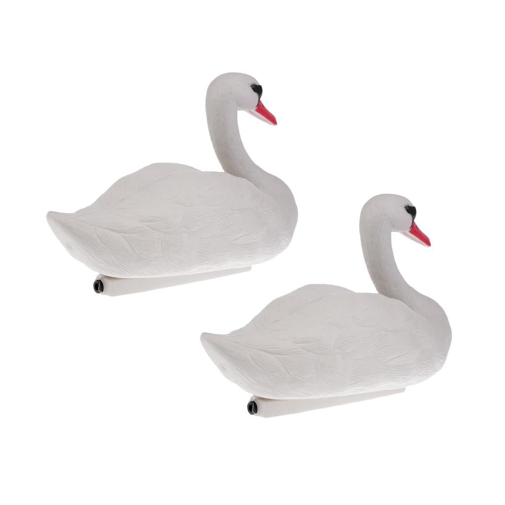 2 Piecss Floating Swan Decoy for Hunting Fishing Garden Decors Pest Scarer