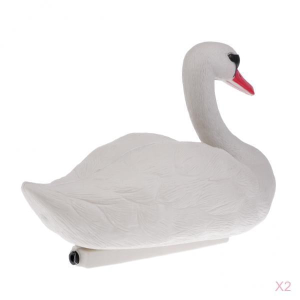 2 Piecss Floating Swan Decoy for Hunting Fishing Garden Decors Pest Scarer