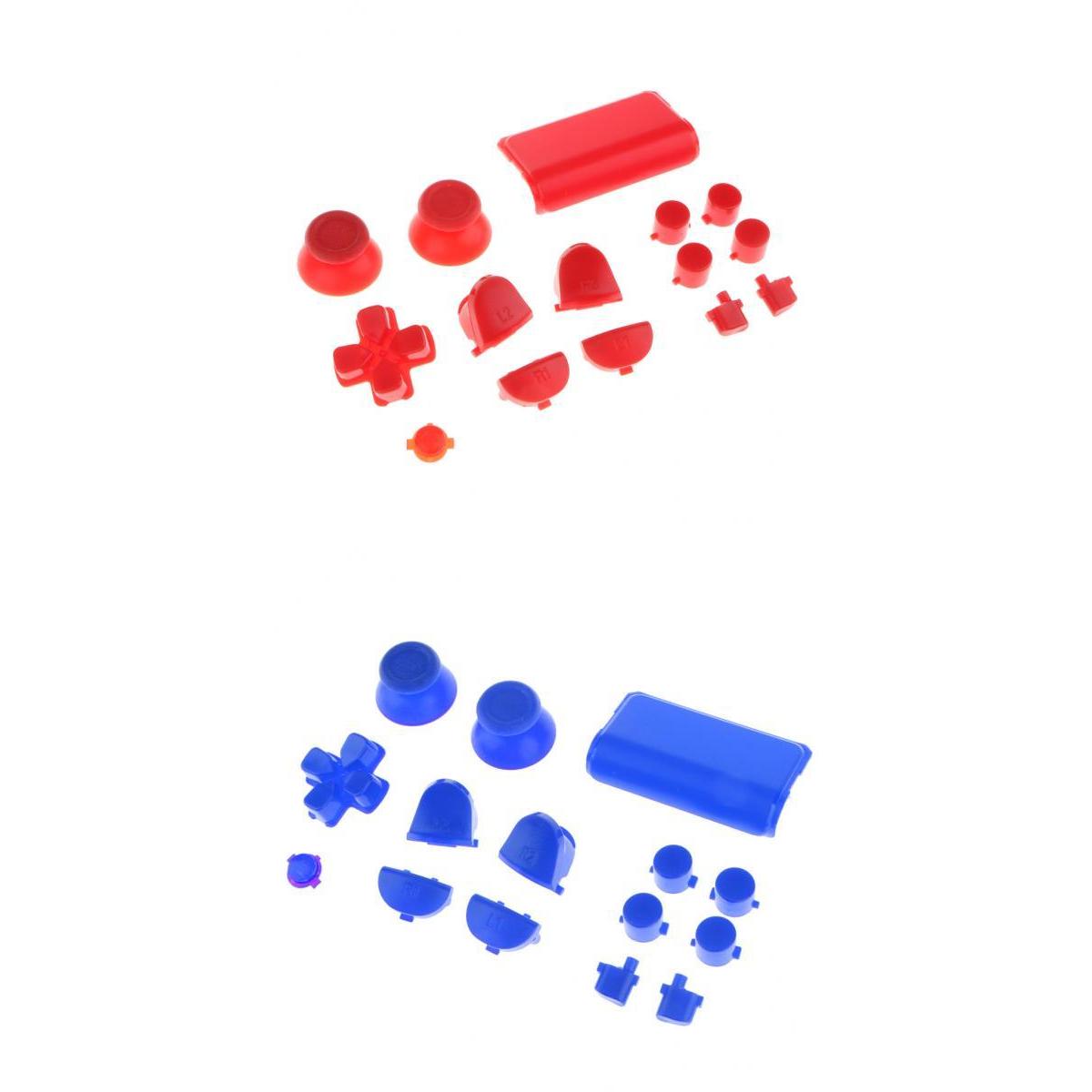 2 Sets Joysticks Thumbsticks Replacement Buttons for Playstation 4 Blue+Red