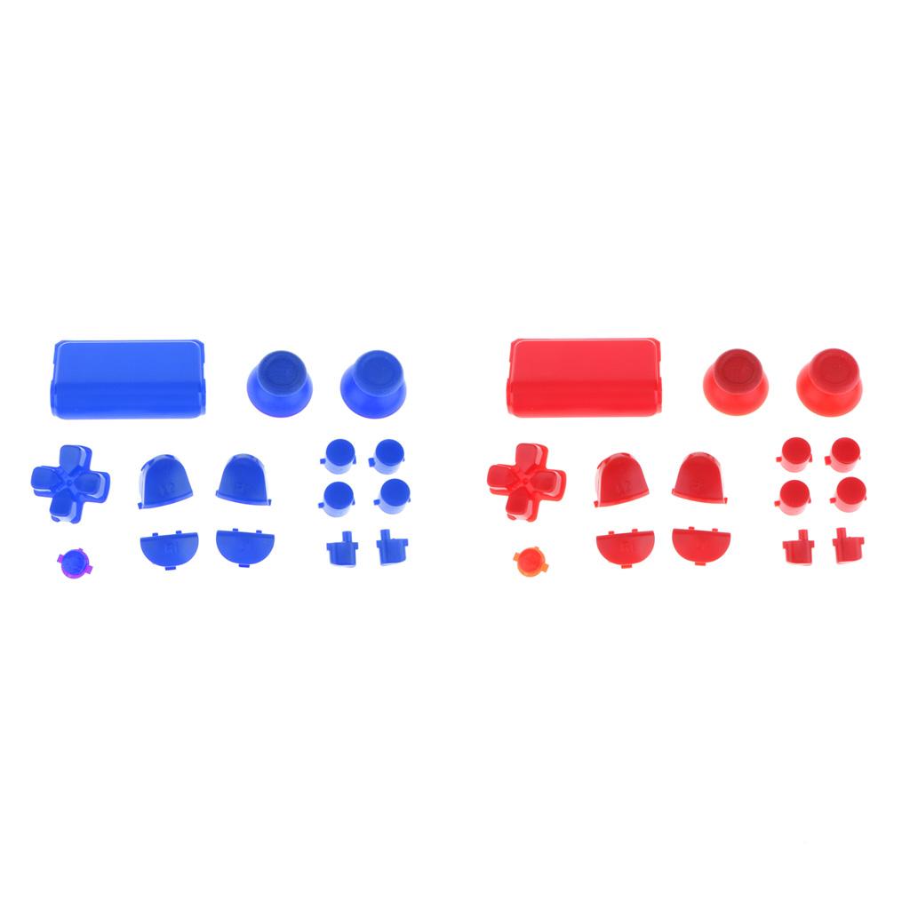 2 Sets Joysticks Thumbsticks Replacement Buttons for Playstation 4 Blue+Red