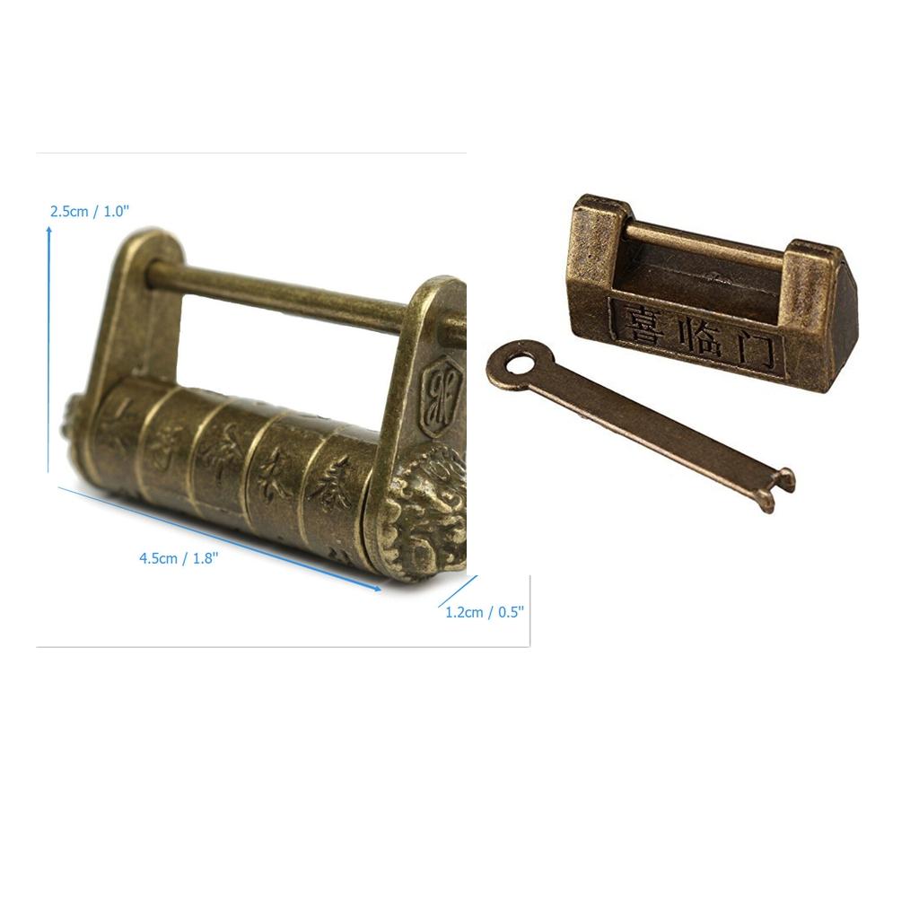 Chinese Old Style Antique Lock and Antique Carved Word Password Padlock Lock