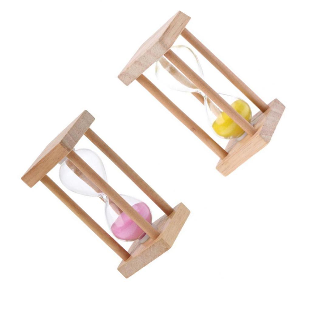 2pcs/set Wooden Square Frame Hourglass Sandglass Sand Timer Clock 5 Minutes