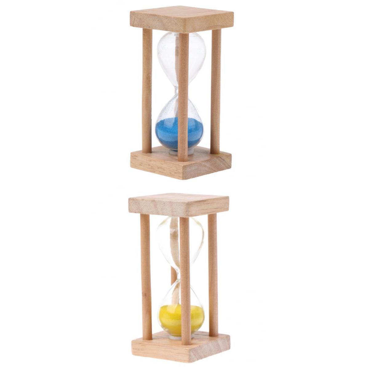 2 pieces Wooden Square Frame Hourglass Sandglass Sand Timer Clock 5 Minutes