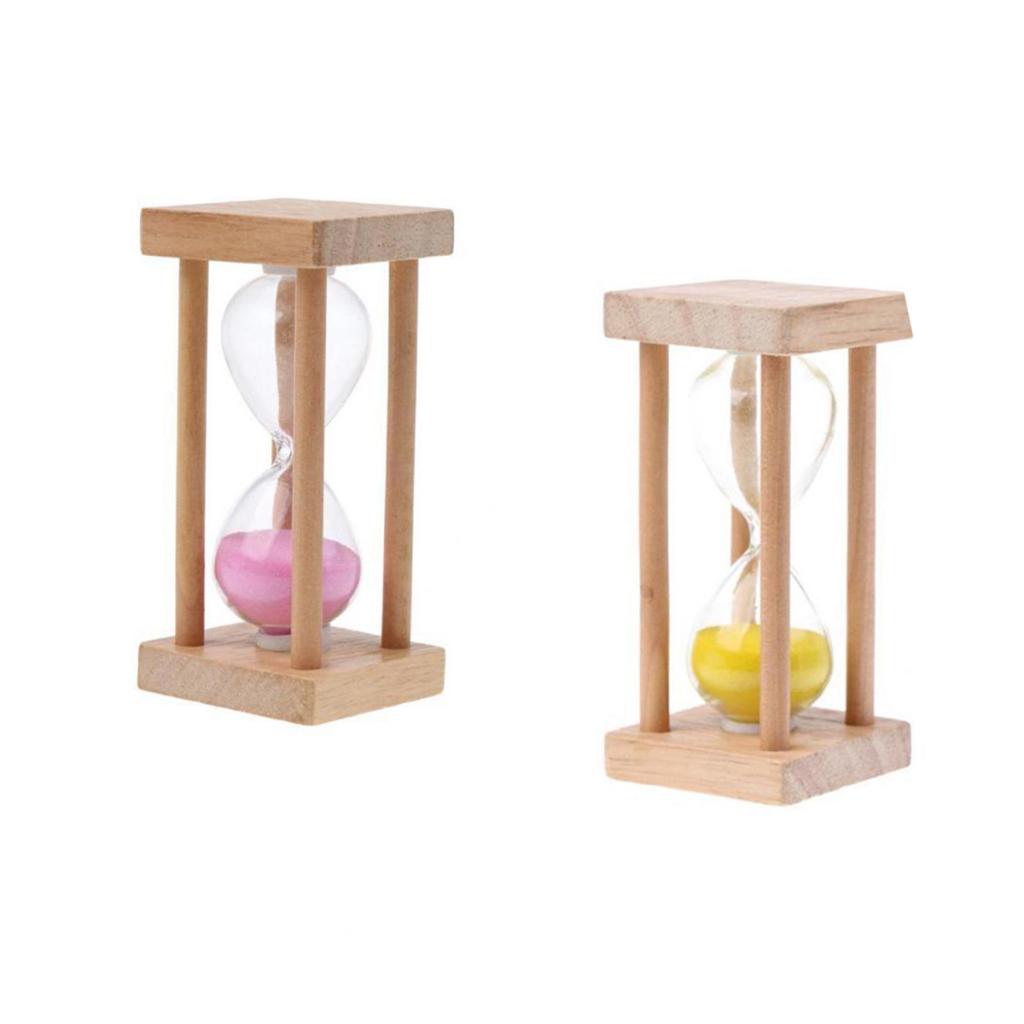 2 pieces Wooden Square Frame Hourglass Sandglass Sand Timer Clock 5 Minutes