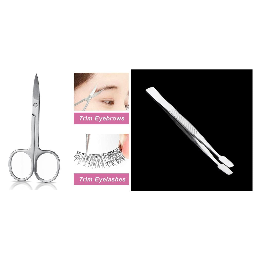 2 Eyelash Tweezers Clip Extension False Lash Applicator Scissor Trimmer Tool