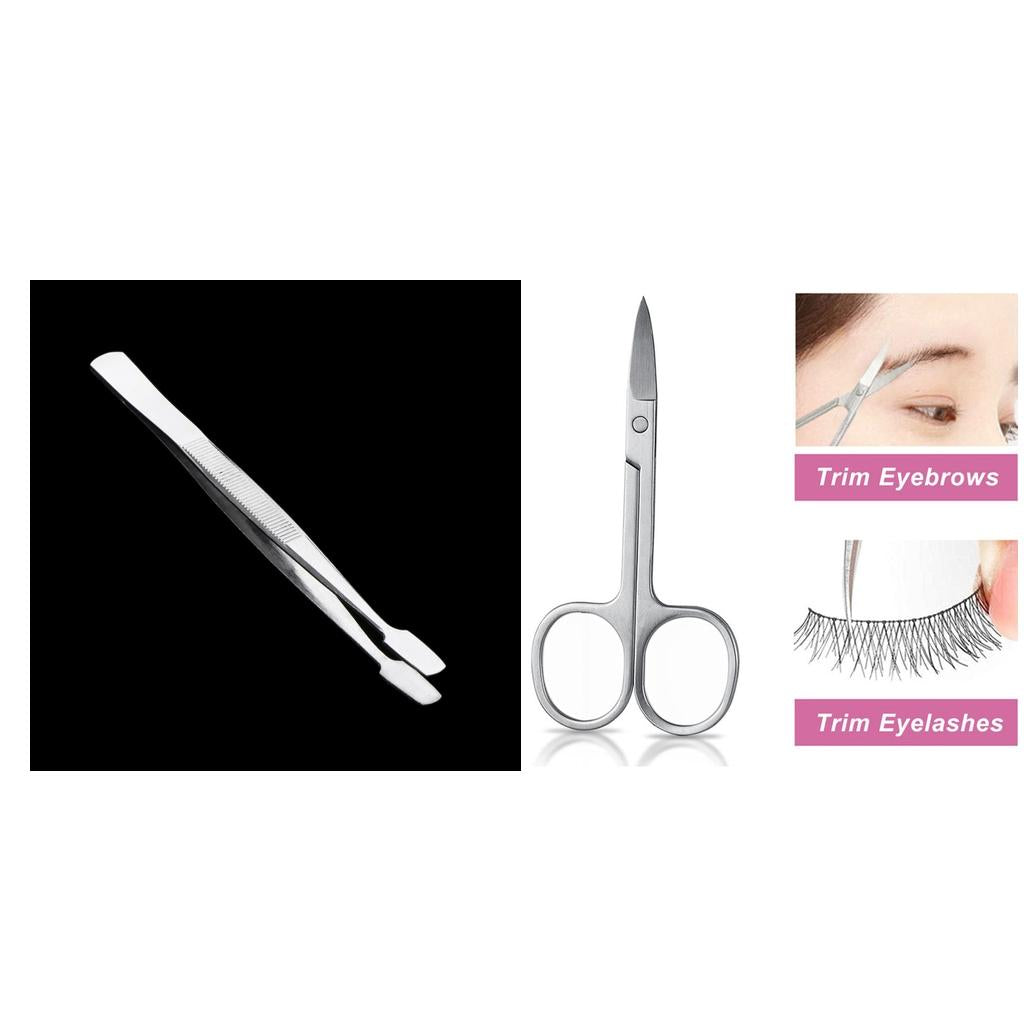 2 Eyelash Tweezers Clip Extension False Lash Applicator Scissor Trimmer Tool