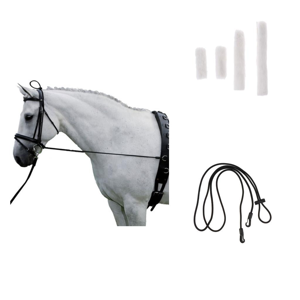 4pcs Fleece Horse Noseband Cover w/ 300cm Neck Stretcher Equestrian Supplies