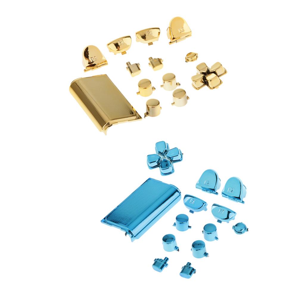 2 Pieces Touchpad Chrome Plating Button Buttons for PS4 Controller Gold+Blue