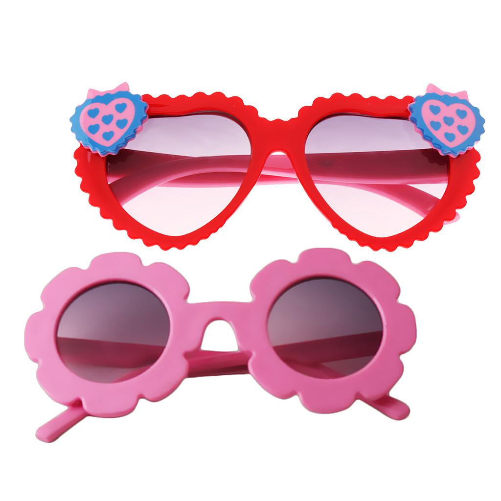 2Pcs Kids Baby Girls Soft Plastic UV400 Sunglasses Eyewear