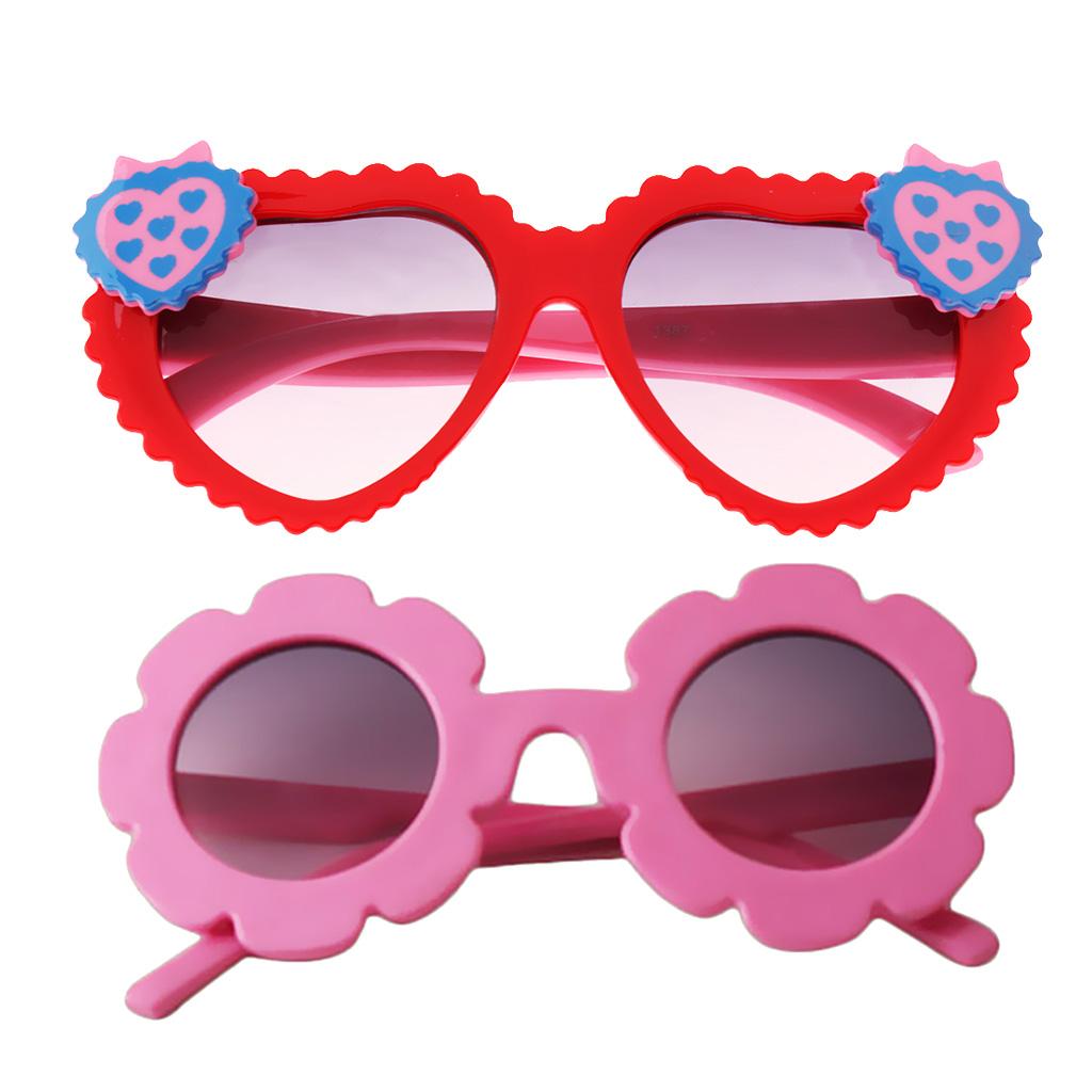 2Pcs Kids Baby Girls Soft Plastic UV400 Sunglasses Eyewear