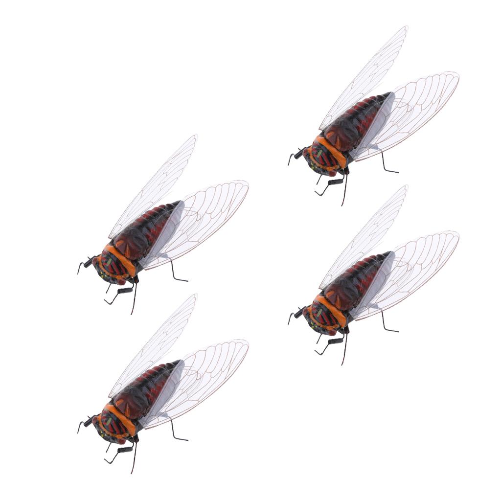 4Pieces Realistic Insect Animal Pot Hanger Fridge Magnet Garden Decor Cicada