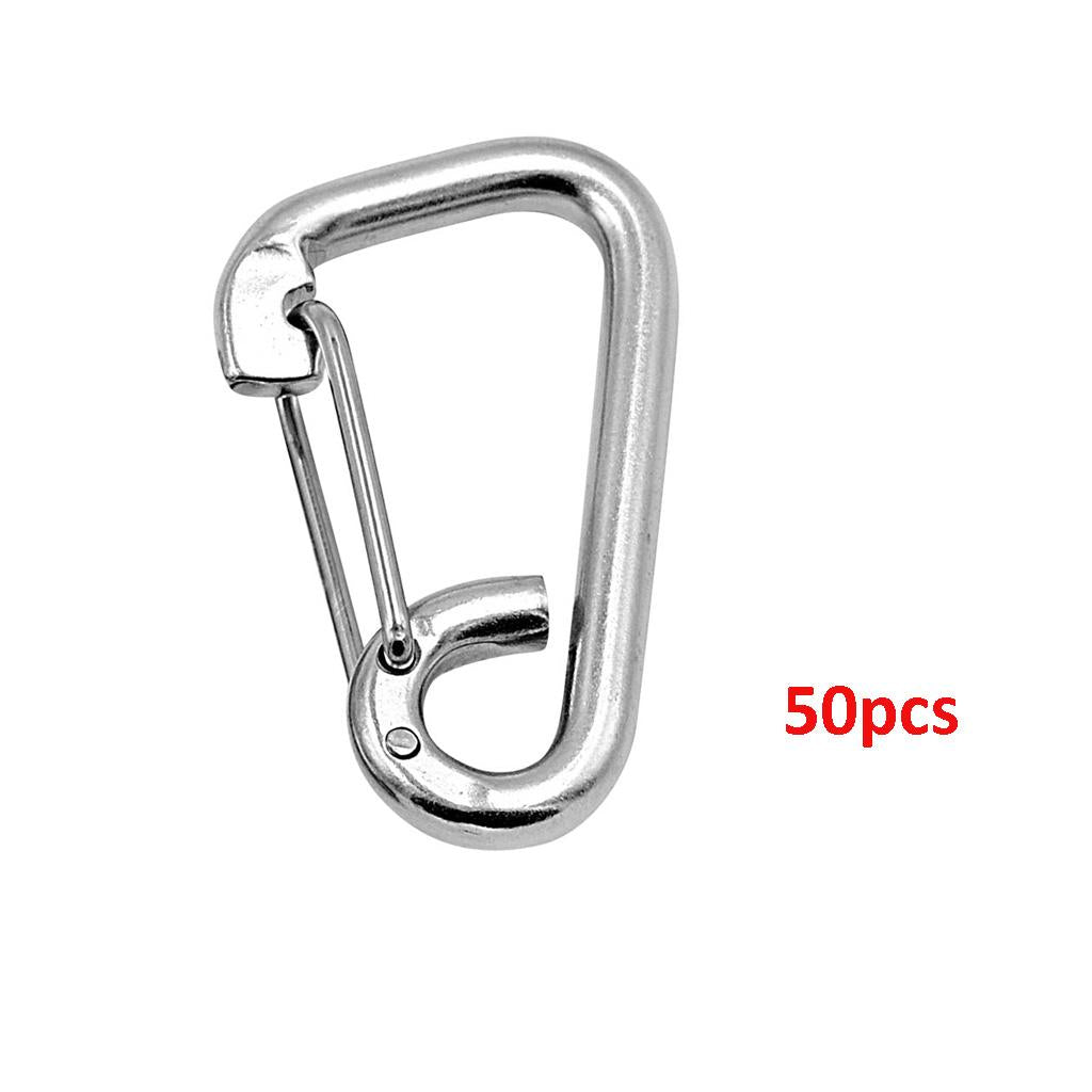 50pcs 304 Stainless Steel Spring Hook Carabiner Clip Keychain M10 100mm