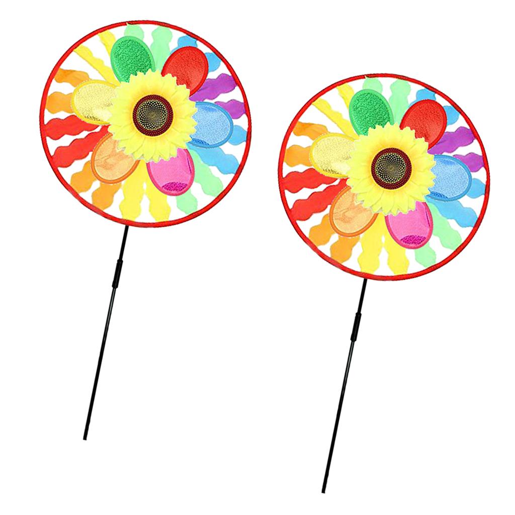 2pcs Sunflower Rainbow Windmill Windsocks Whirligig Wheel Home Yard Decor