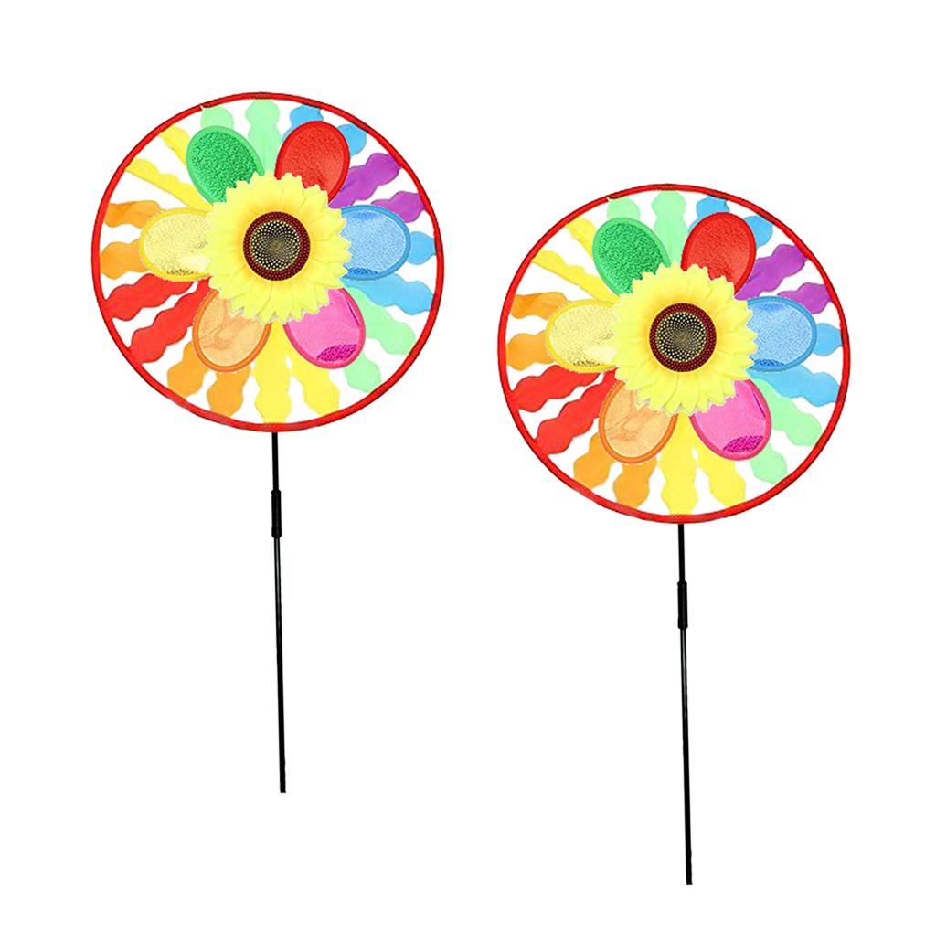 2pcs Sunflower Rainbow Windmill Windsocks Whirligig Wheel Home Yard Decor