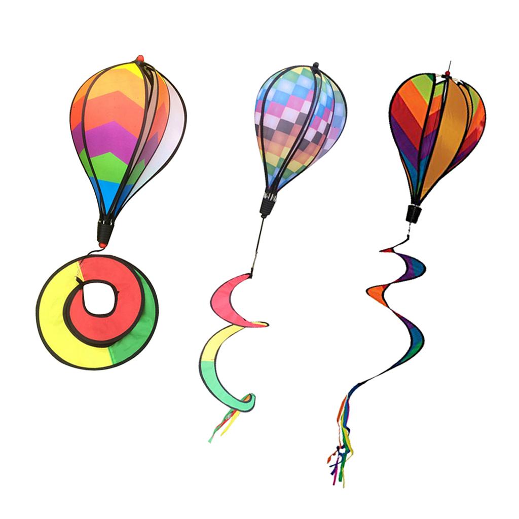 3 Piece Wind Spinner Hot Air Balloon Wind Balloons Toys Lawn Decoration