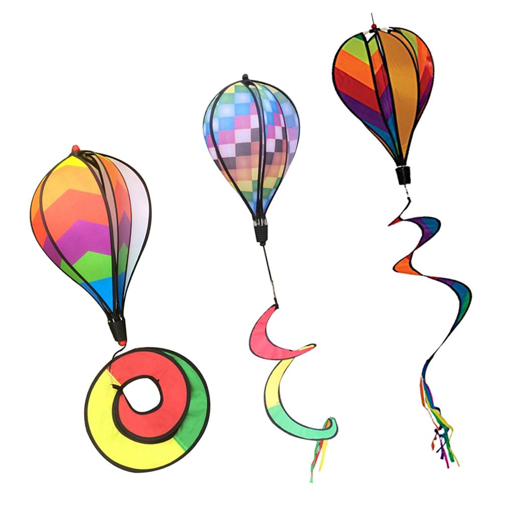 3 Piece Wind Spinner Hot Air Balloon Wind Balloons Toys Lawn Decoration